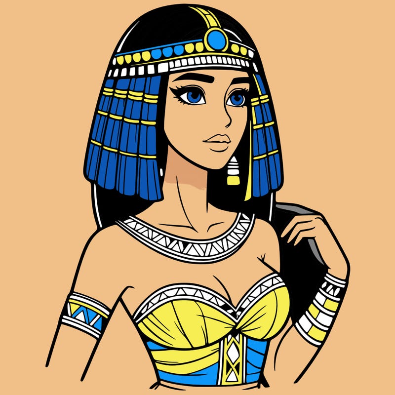 realistic woman wearing a cleopatra costume