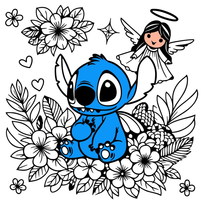 stitch with flowers and angel