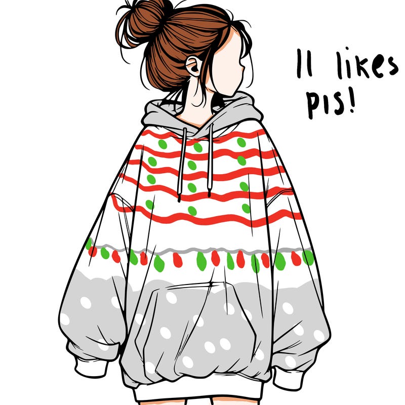 realistic girl with a oversized sweatshirt on and a bun