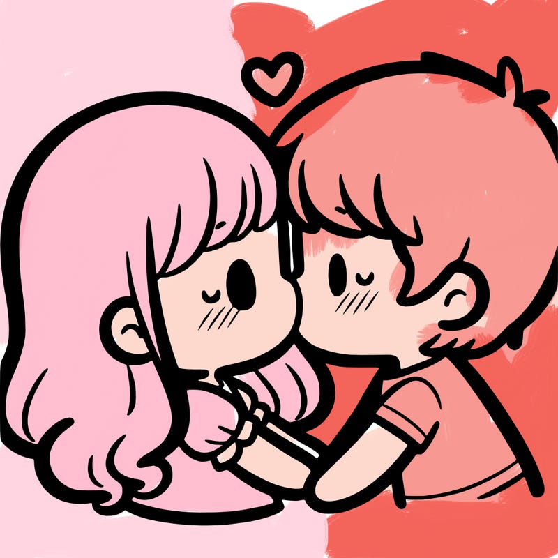 a girl and a boy kissing