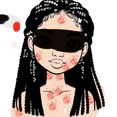 a realistic black girl with braids