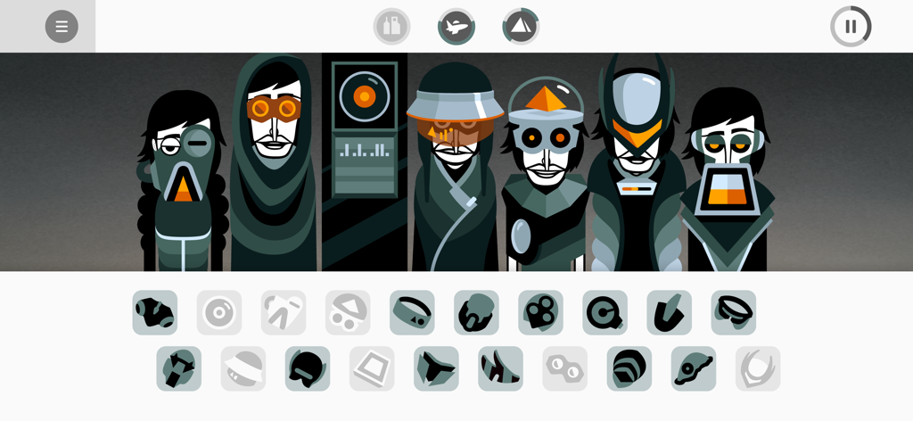 Incredibox - Stylized animated beatboxer avatars and sound selection icons in the Incredibox app interface