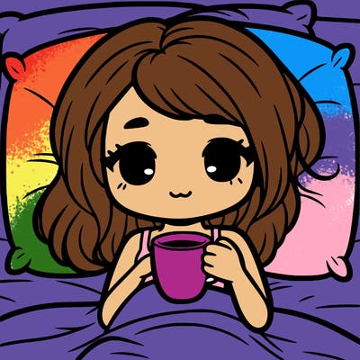 a girl drinking coffee in bed