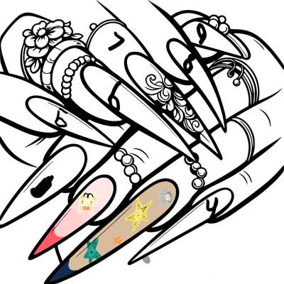 long nails with a design