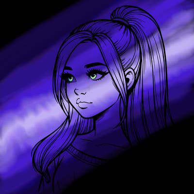 realistic girl with a high ponytail