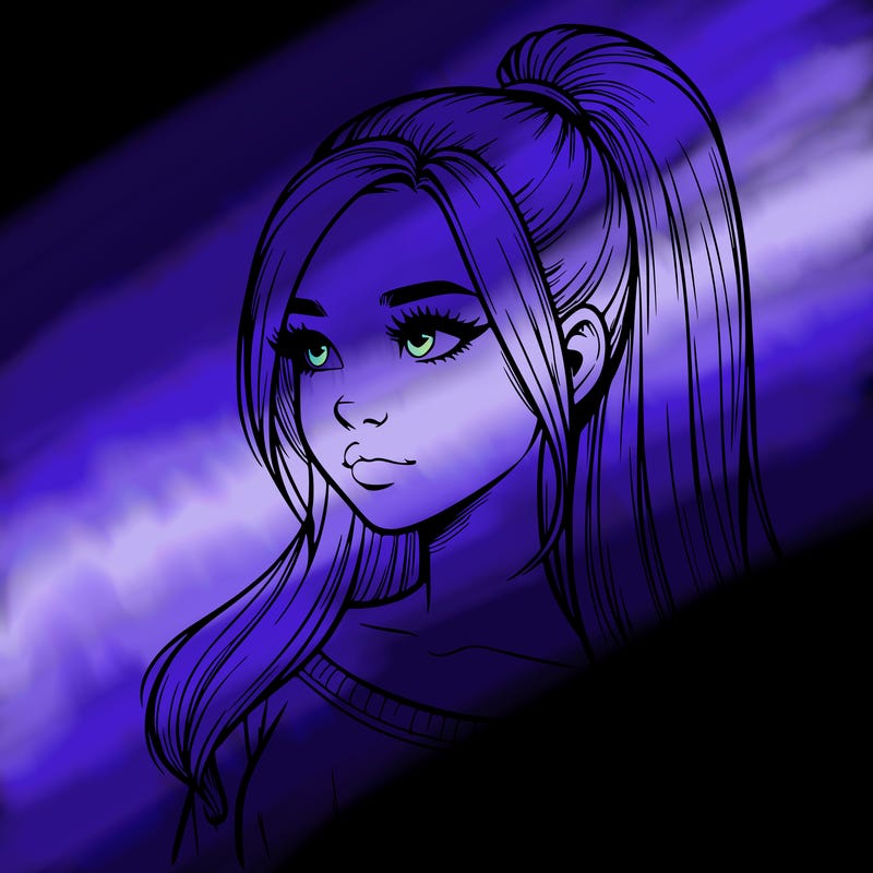 realistic girl with a high ponytail