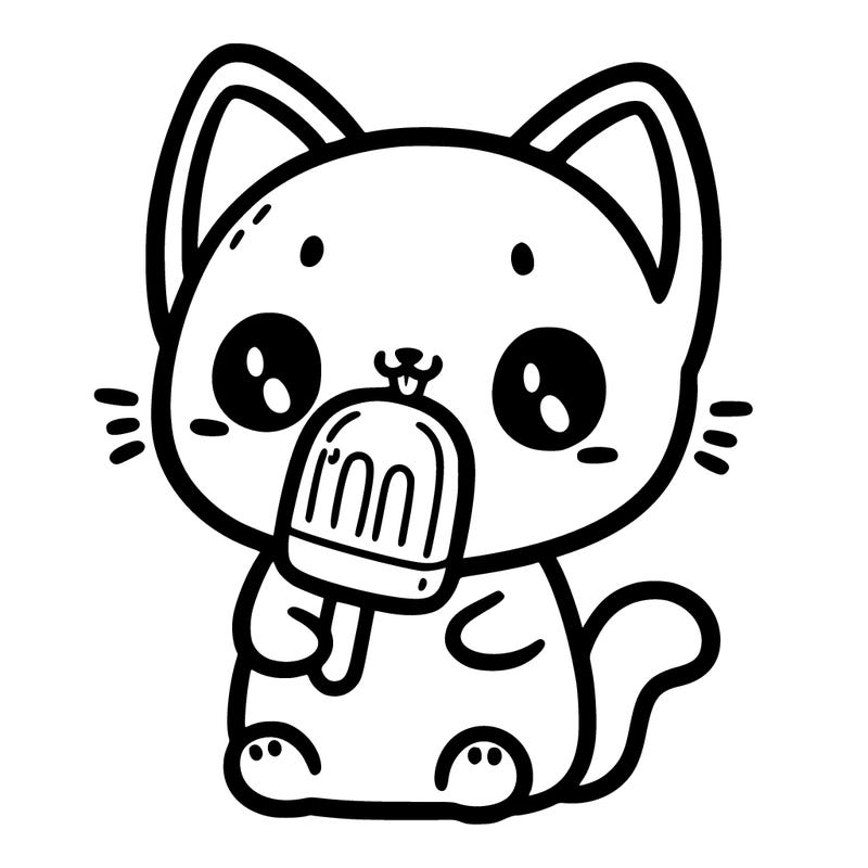 cute cat eating a popsicle