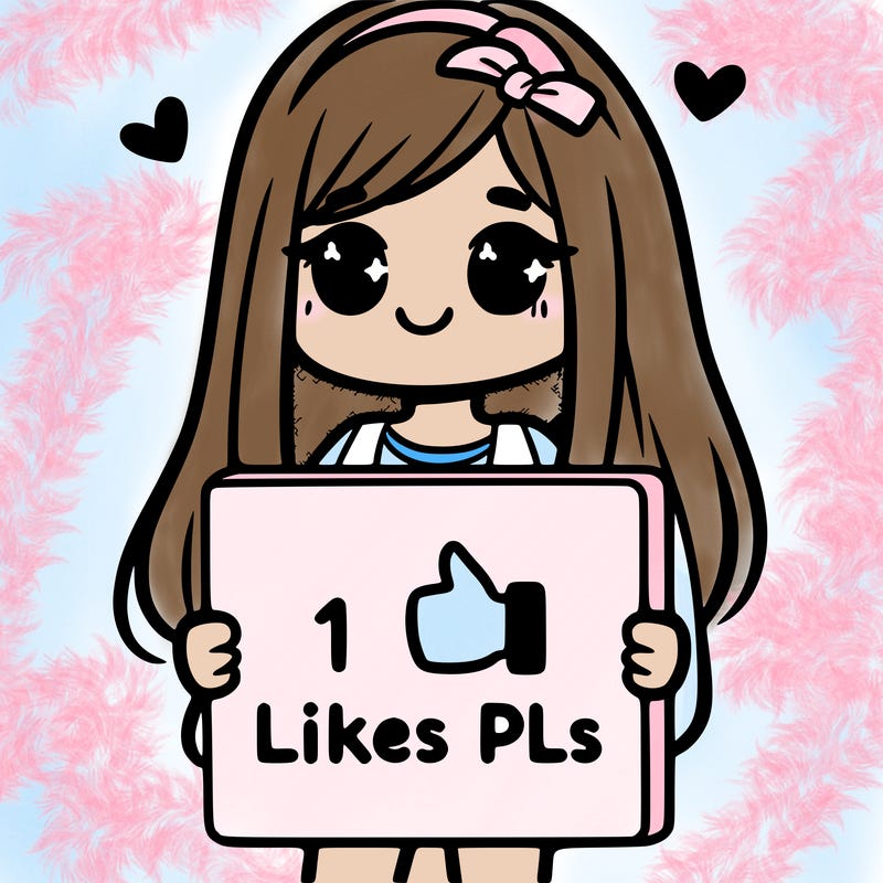 girl holding a sign saying 10 likes pls