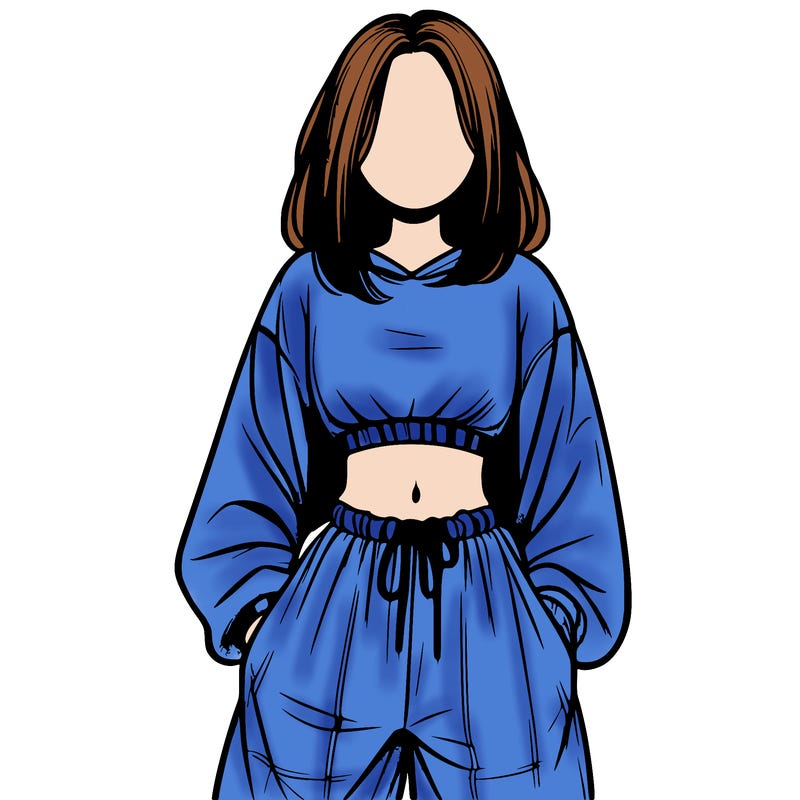 realistic girl faceless with baggy pants and a crop top