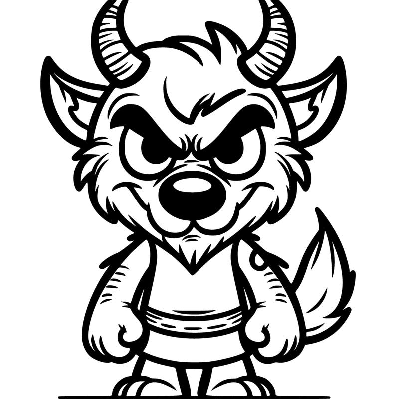 a evil wolf with big horns