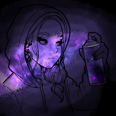 a realistic girl, spray painting