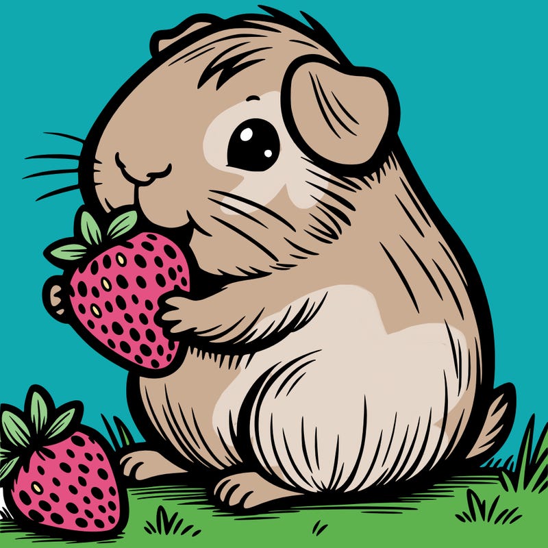 guinea pig eating a strawberry