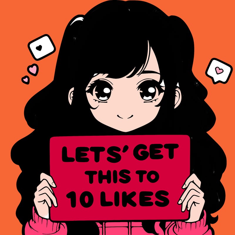 girl holding up sign that says let’s get this to 10 likes realistic