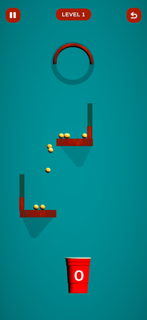 Crazy Popcorn Catch - Un puzzle de física en Crazy Popcorn Catch que muestra palomitas cayendo en una taza roja