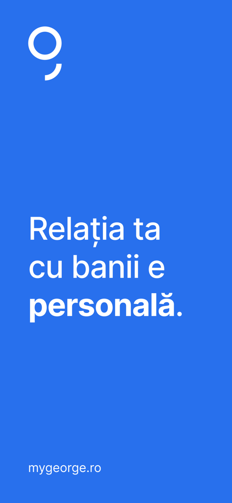 George Romania - Écran de démarrage de l'application bancaire George Roumanie avec logo bleu et slogan