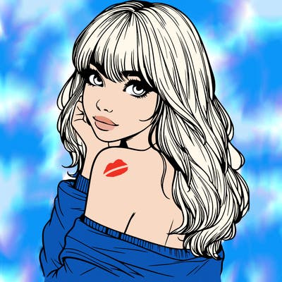 realistic girl with bangs looking over her shoulder