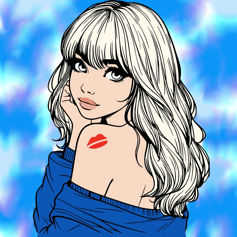 realistic girl with bangs looking over her shoulder