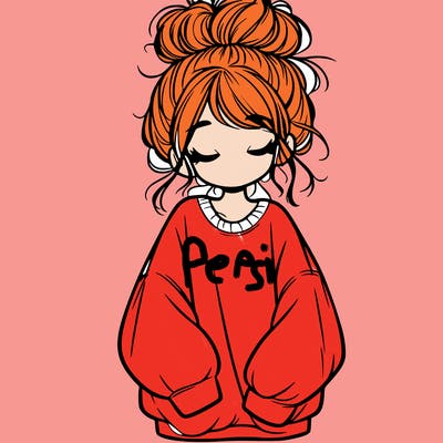 girl with baggy sweatshirt and messy bun