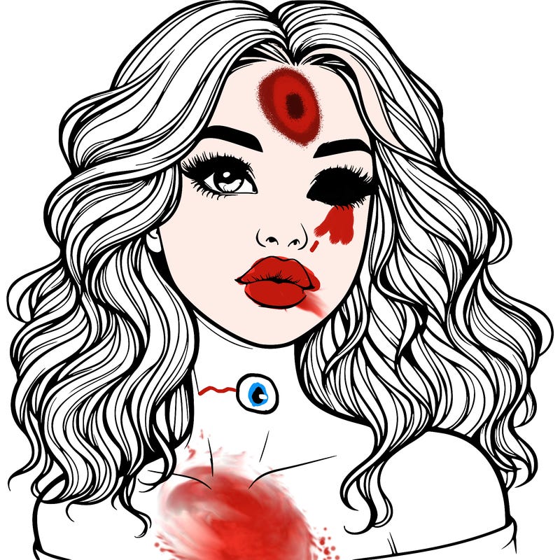 realistic girl with wavy hair and lips