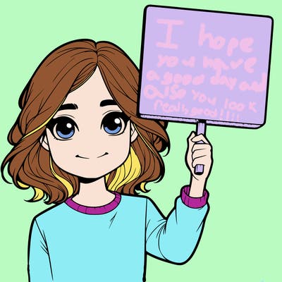 realistic girl holding up a sign