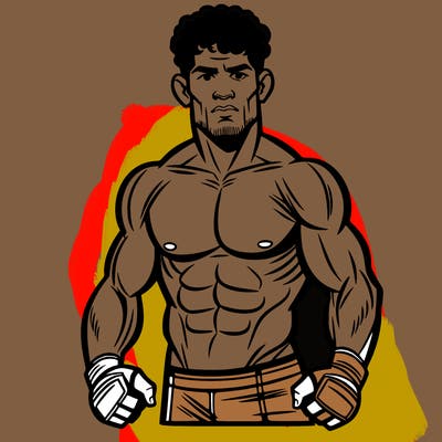 a latino muscular male mma fighter with short curly hair