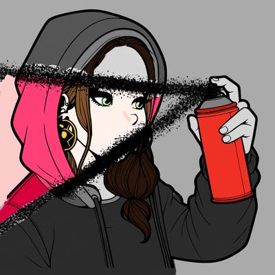 a realistic girl, spray painting