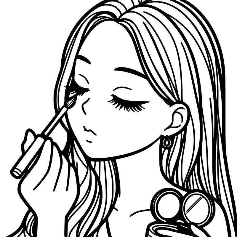 a girl doing her makeup realistic