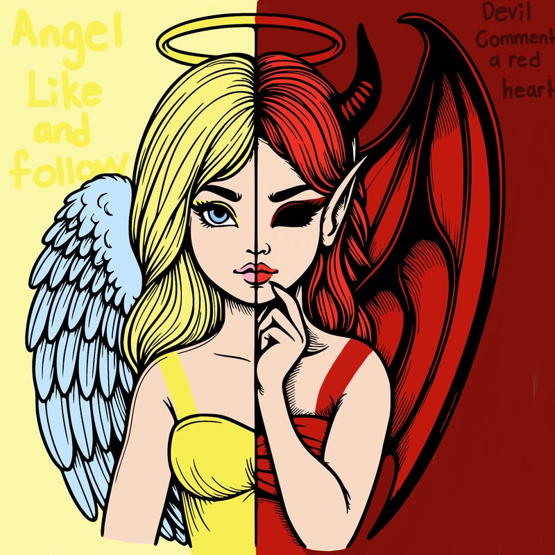 realistic angel half demon