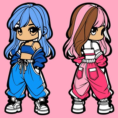 girl in crop top and baggy pants