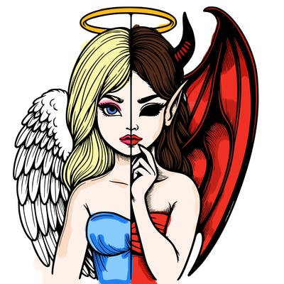 realistic angel half demon