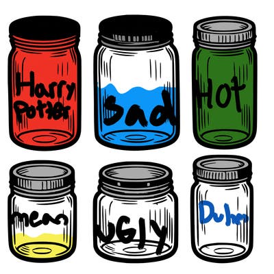 6 empty jars the same size