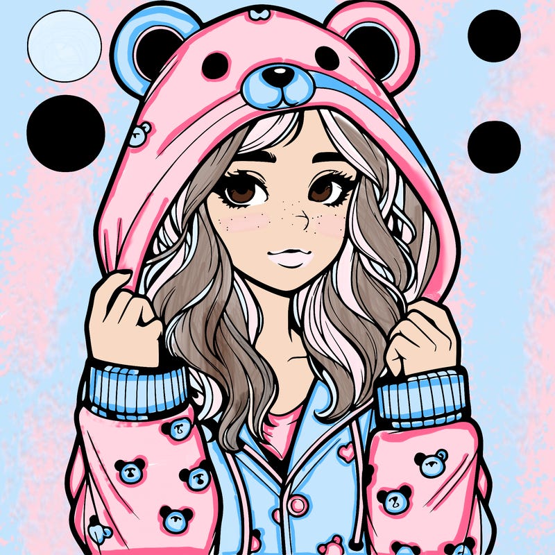 realistic girl in a animal pjs hoodie