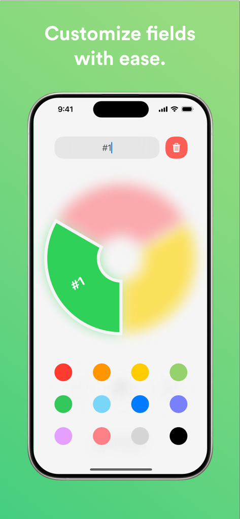 Spin - Lucky Wheel Random Draw - Customizing wheel fields and colors in the Spin app