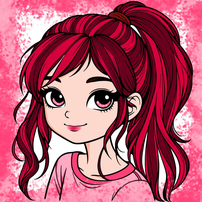 realistic girl with ponytail