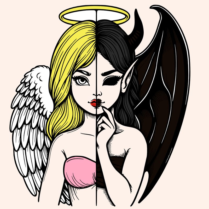 realistic angel half demon