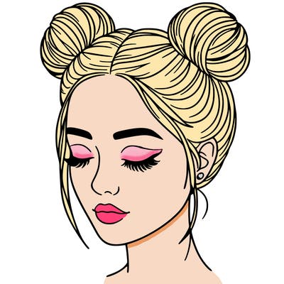 woman with hair buns