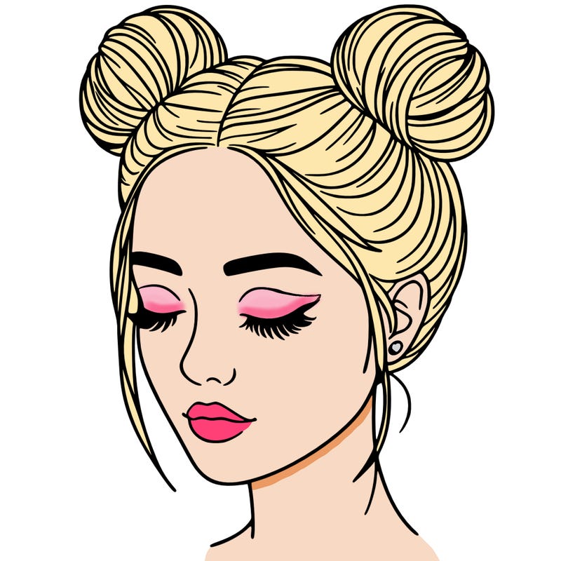 woman with hair buns