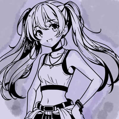 anime girl wearing crop top