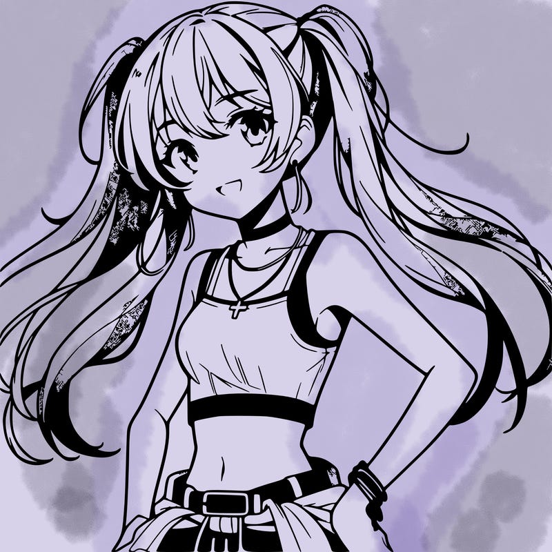 anime girl wearing crop top