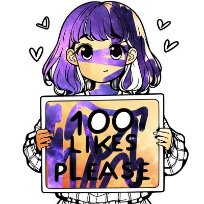 a girl holding a sign saying 100 likes please