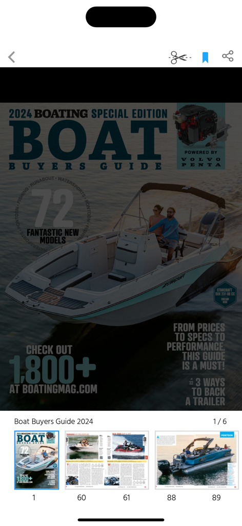 Boating (Magazine) - Interfaz de la aplicación de la revista Boating mostrando la Guía de Compradores de Barcos 2024