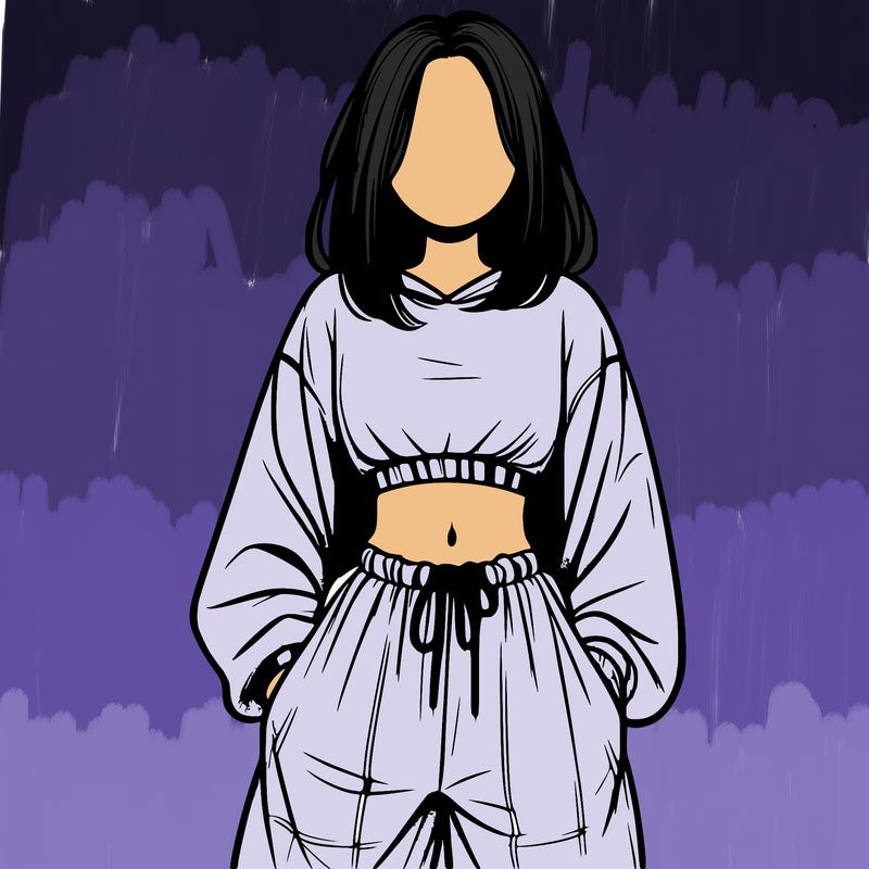 realistic girl faceless with baggy pants and a crop top