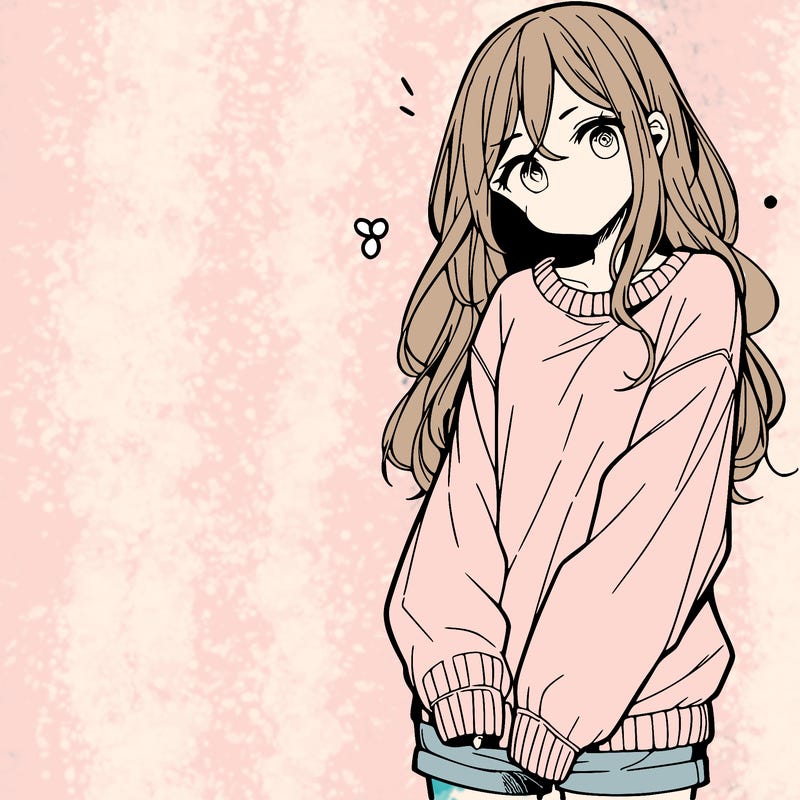 manga teen girl  in a sweater and baggy pants