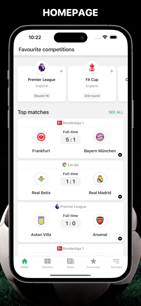 Golasso - Football Livescore - Golasso app homepage showing live football scores and top matches