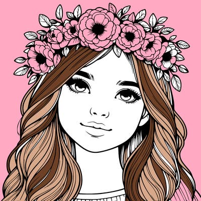 realistic girl with flower crown