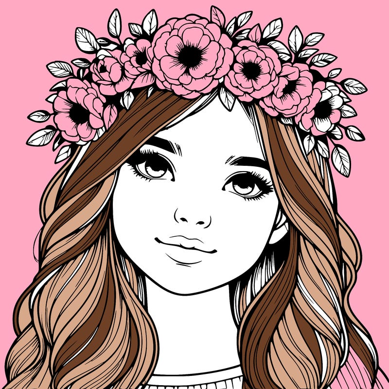 realistic girl with flower crown