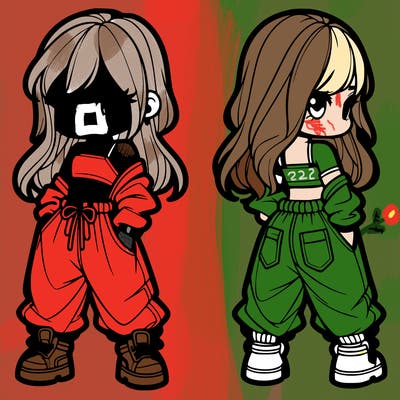 girl in crop top and baggy pants