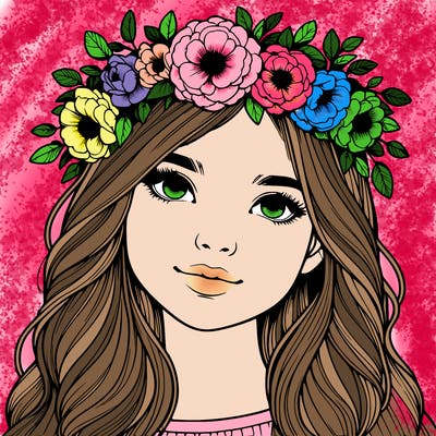 realistic girl with flower crown