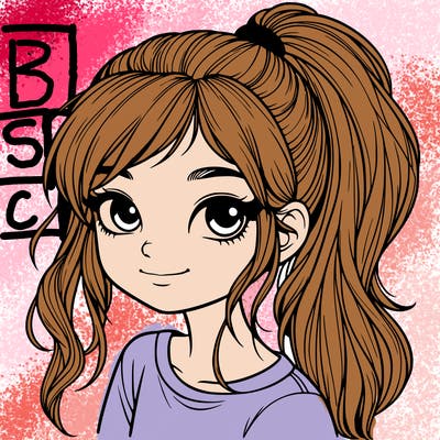 realistic girl with ponytail