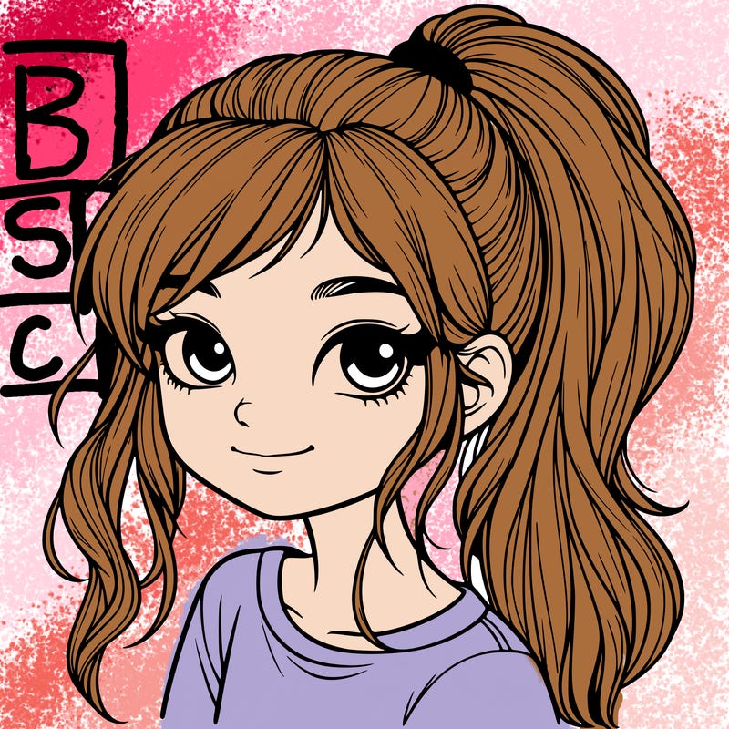 realistic girl with ponytail